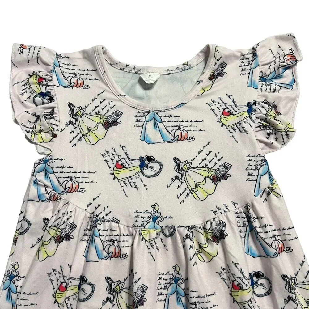 Girls 5-6T Pink Princess Belle - Cinderella - Snow White Pearl Dress